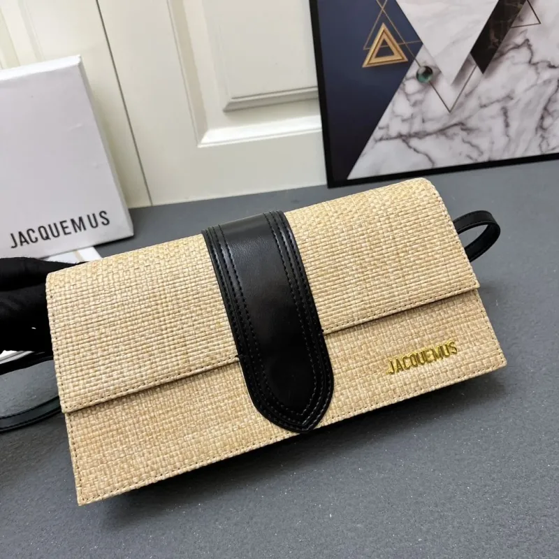 Jacquemus Beige Black Straw Satchel Bag - Image 4