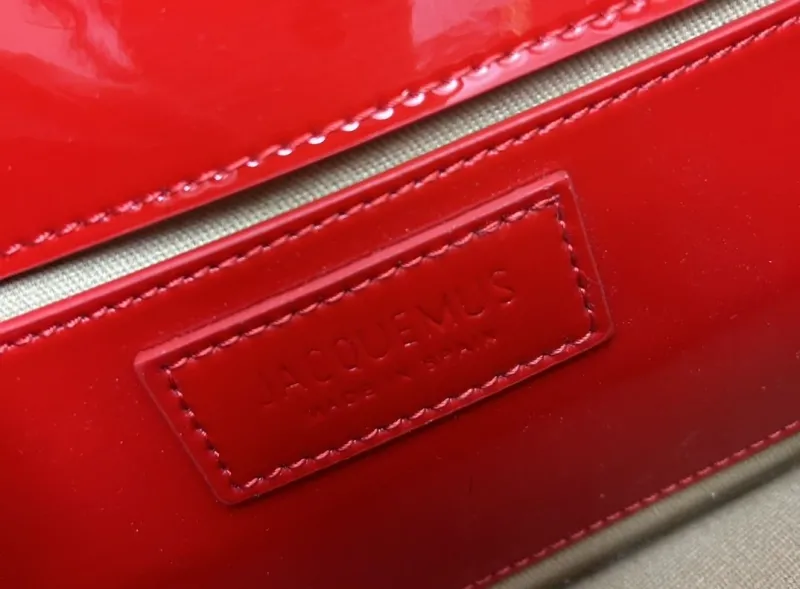 Jacquemus Red Patent Leather Satchel Bag - Image 9