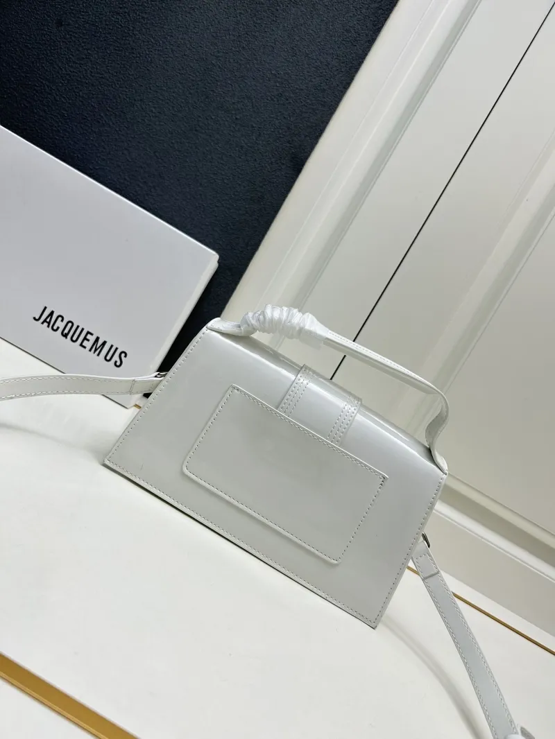 Jacquemus White Patent Leather Satchel Crossbody Bag - Image 3