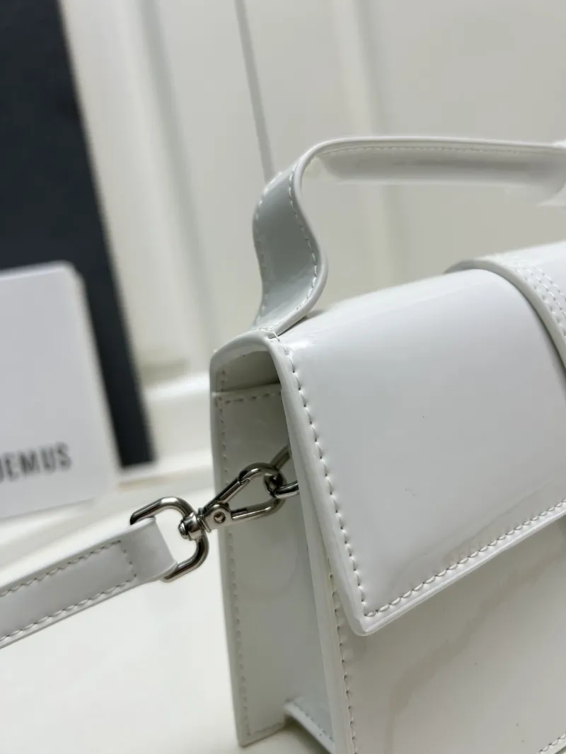 Jacquemus White Patent Leather Satchel Crossbody Bag - Image 5