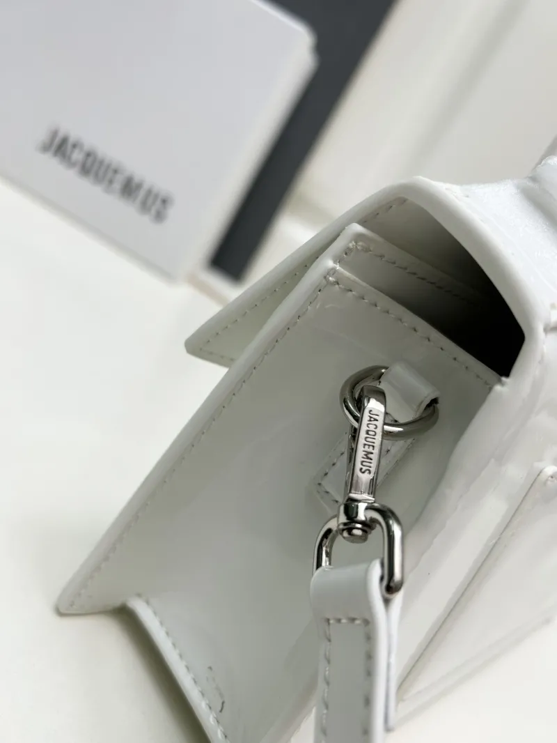 Jacquemus White Patent Leather Satchel Crossbody Bag - Image 6
