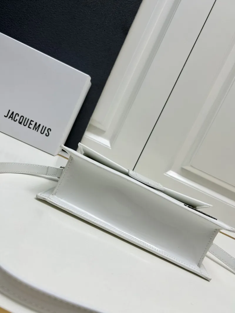 Jacquemus White Patent Leather Satchel Crossbody Bag - Image 7