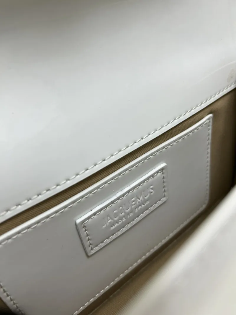 Jacquemus White Patent Leather Satchel Crossbody Bag - Image 9