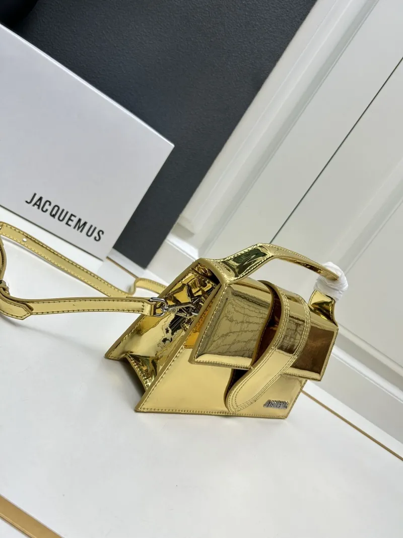 Jacquemus Gold Metallic Satchel Crossbody Bag - Image 3