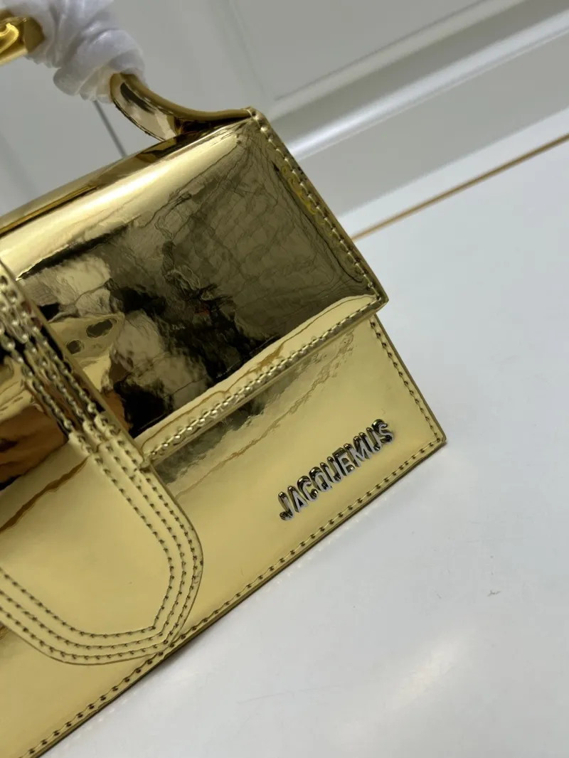 Jacquemus Gold Metallic Satchel Crossbody Bag - Image 4