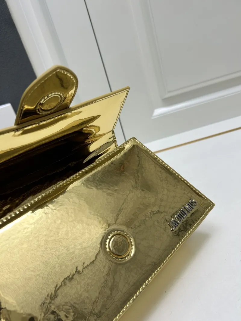 Jacquemus Gold Metallic Satchel Crossbody Bag - Image 9