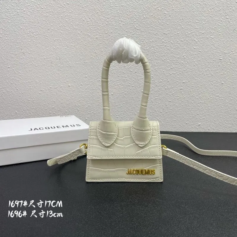 Jacquemus Cream Crocodile Mini Satchel Bag 13cm