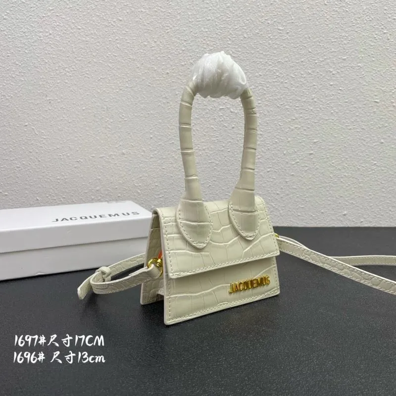 Alternative view of Jacquemus Cream Crocodile Mini Satchel Bag 13cm