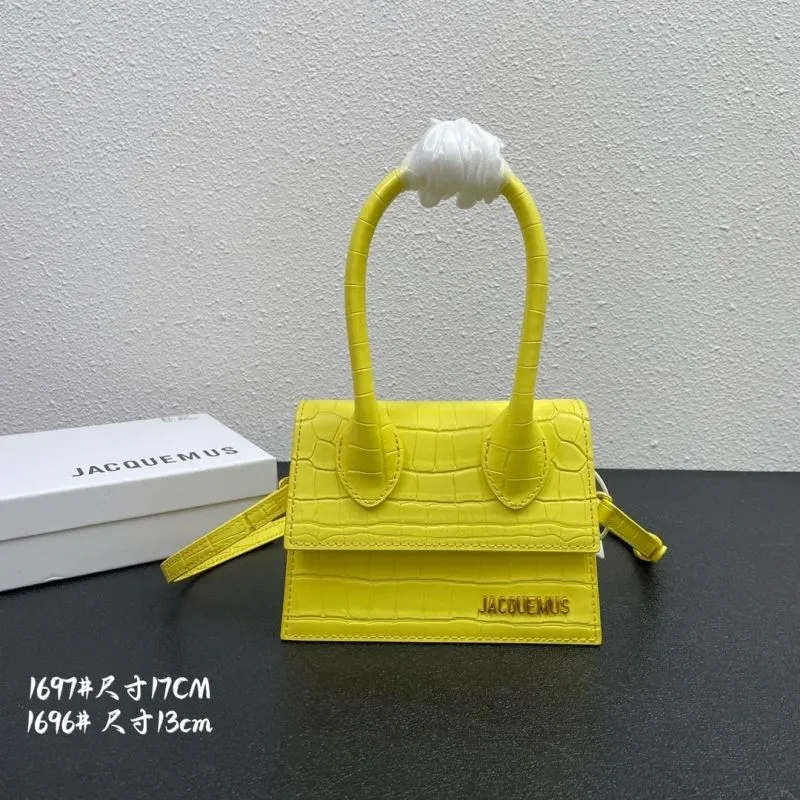 Jacquemus Yellow Crocodile Satchel Bag 17cm