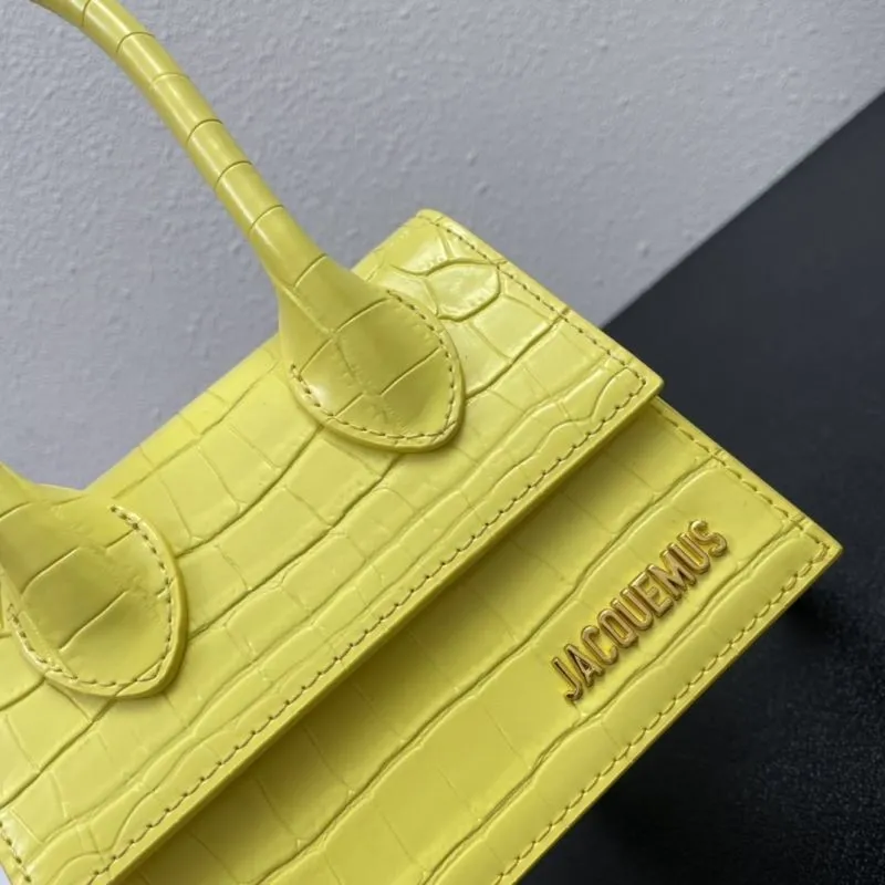 Jacquemus Yellow Crocodile Satchel Bag 17cm - Image 4