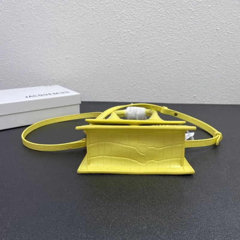 Jacquemus Yellow Crocodile Satchel Bag 17cm - Image 8