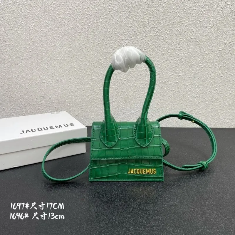 Jacquemus Green Croc Embossed Mini Satchel Bag