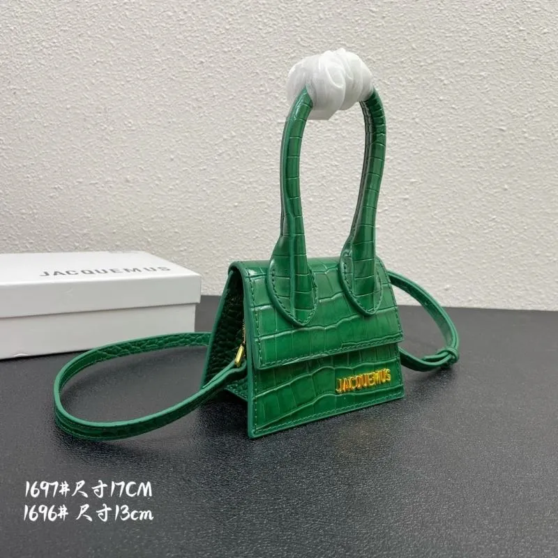 Alternative view of Jacquemus Green Croc Embossed Mini Satchel Bag