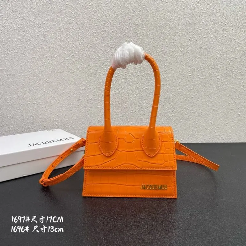 Jacquemus Orange Crocodile Satchel Bag 1697 17cm