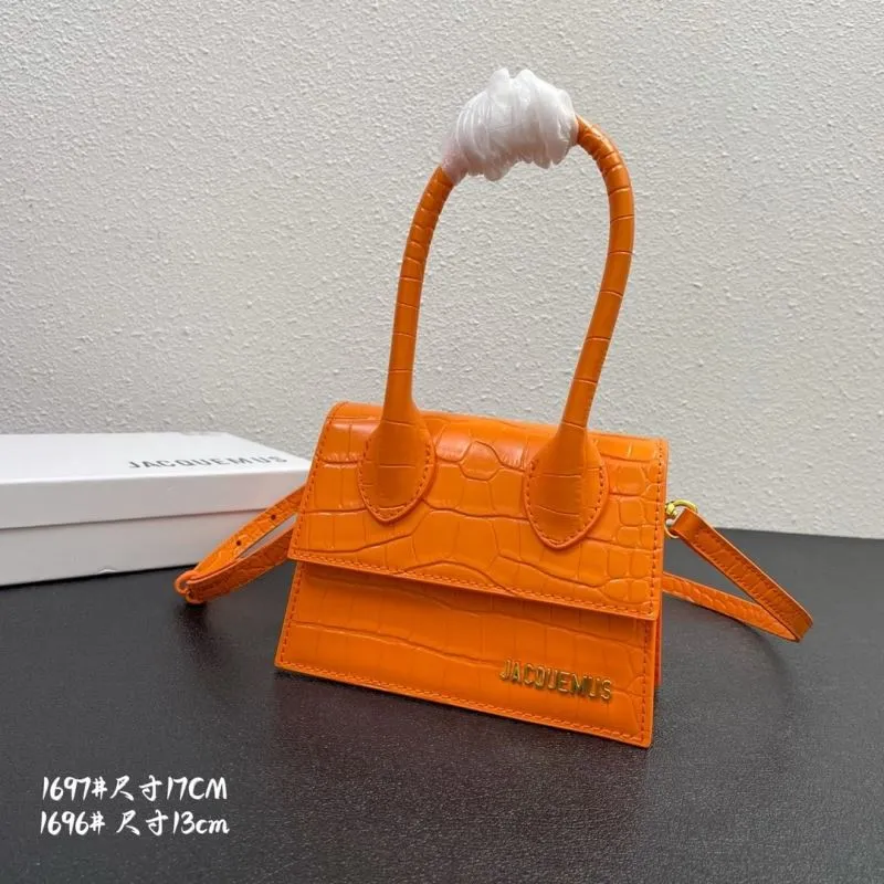 Jacquemus Orange Crocodile Satchel Bag 1697 17cm - Image 3