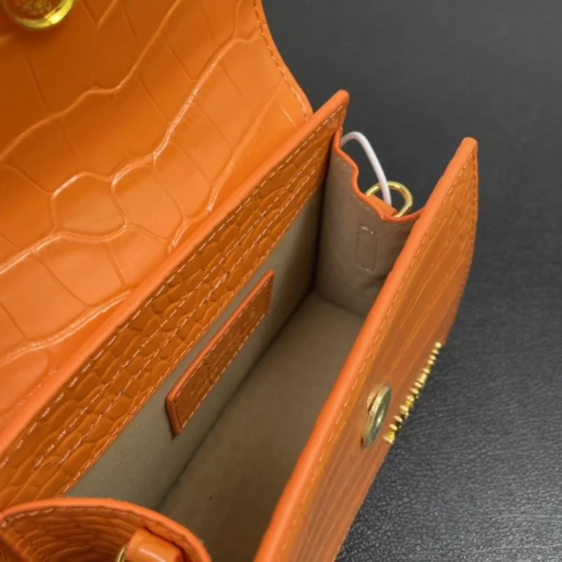 Jacquemus Orange Crocodile Satchel Bag 1697 17cm - Image 9