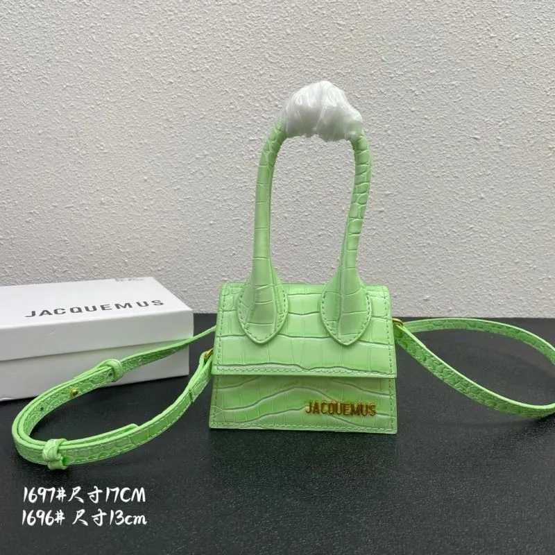 Jacquemus Mint Green Croc Mini Satchel Bag 13cm