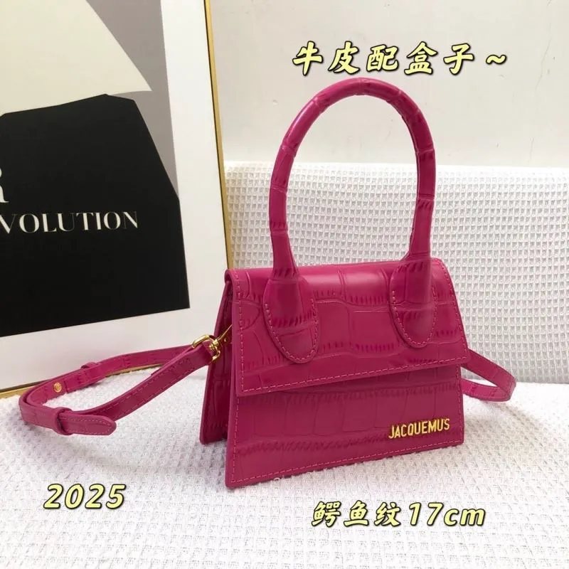 Alternative view of Jacquemus Fuchsia Crocodile Embossed Leather Satchel Bag