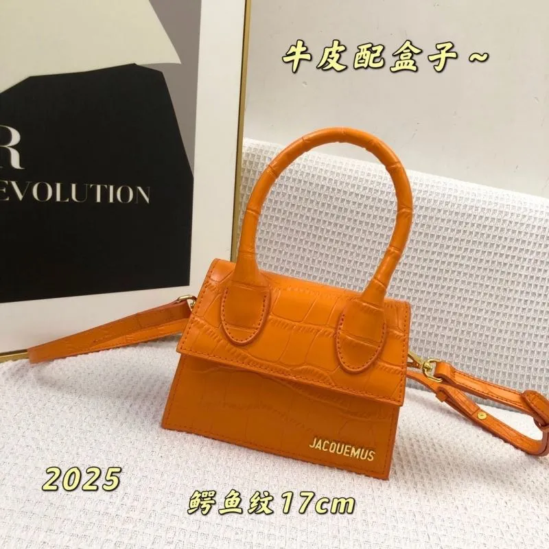 Jacquemus Orange Crocodile Embossed Mini Satchel Bag 17cm
