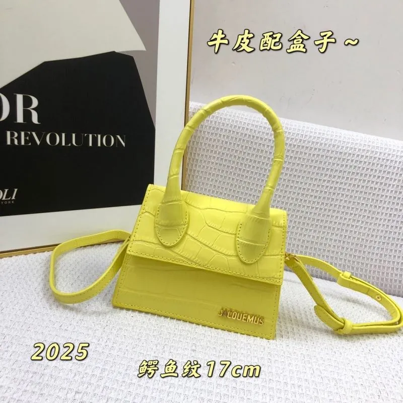 Jacquemus Yellow Crocodile Genuine Leather Satchel Bag 17cm 74