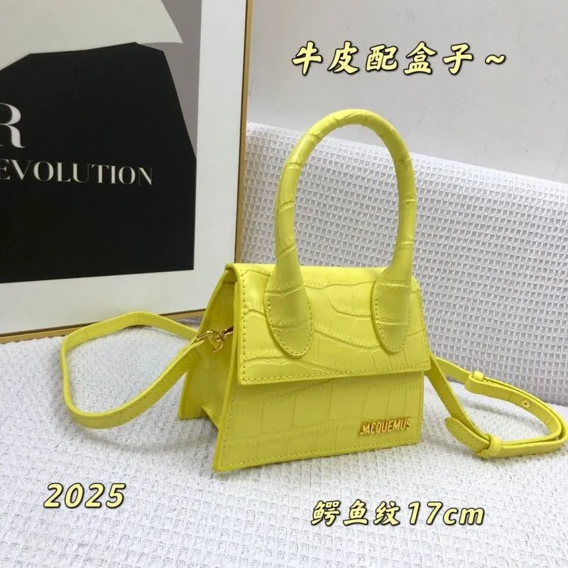 Alternative view of Jacquemus Yellow Crocodile Genuine Leather Satchel Bag 17cm 74