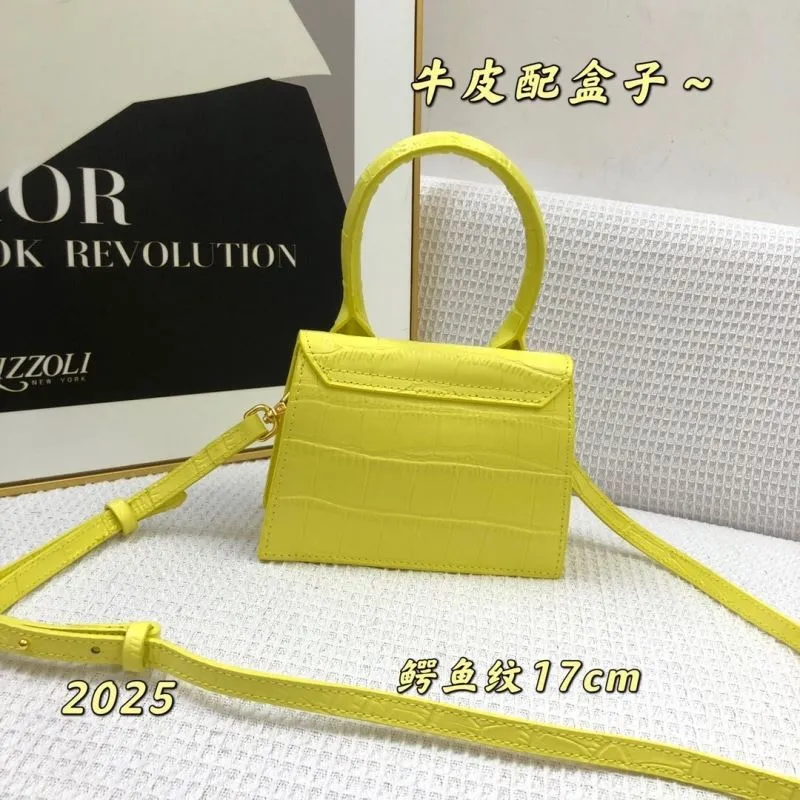 Jacquemus Yellow Crocodile Genuine Leather Satchel Bag 17cm 74 - Image 3