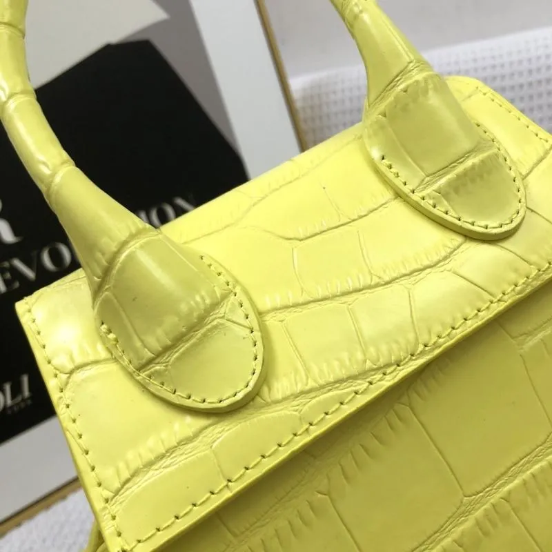Jacquemus Yellow Crocodile Genuine Leather Satchel Bag 17cm 74 - Image 4