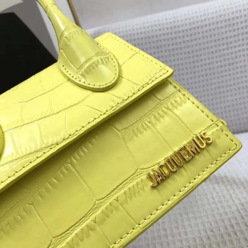 Jacquemus Yellow Crocodile Genuine Leather Satchel Bag 17cm 74 - Image 5