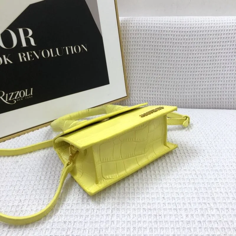 Jacquemus Yellow Crocodile Genuine Leather Satchel Bag 17cm 74 - Image 6
