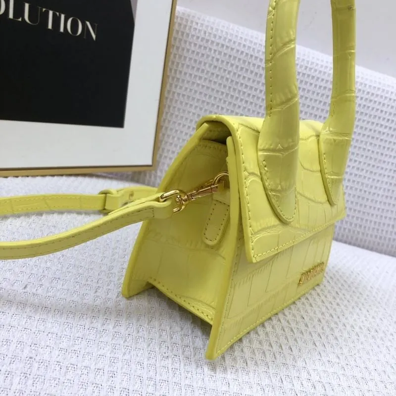 Jacquemus Yellow Crocodile Genuine Leather Satchel Bag 17cm 74 - Image 7