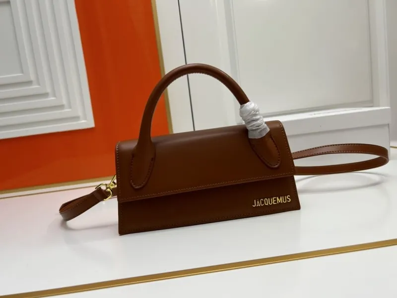 Jacquemus Brown Leather Top Handle Crossbody Bag