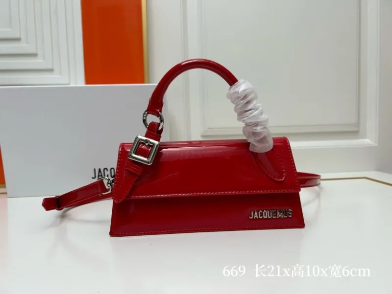 Jacquemus Red Patent Top Handle Crossbody Bag