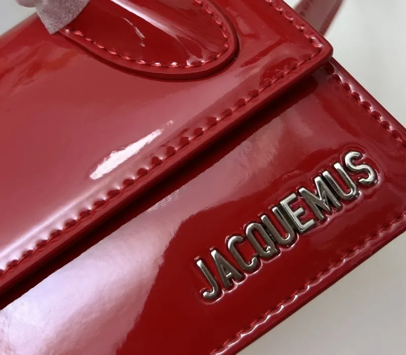 Jacquemus Red Patent Top Handle Crossbody Bag - Image 3