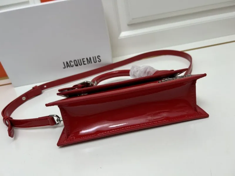 Jacquemus Red Patent Top Handle Crossbody Bag - Image 7