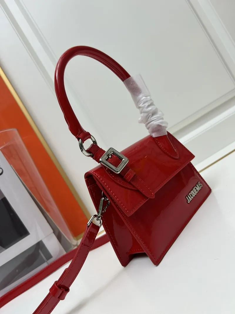 Alternative view of Jacquemus Red Patent Leather Top Handle Crossbody Bag