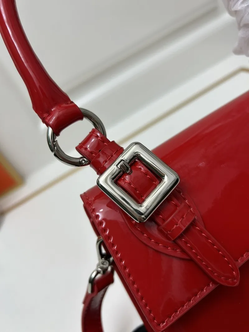 Jacquemus Red Patent Leather Top Handle Crossbody Bag - Image 3