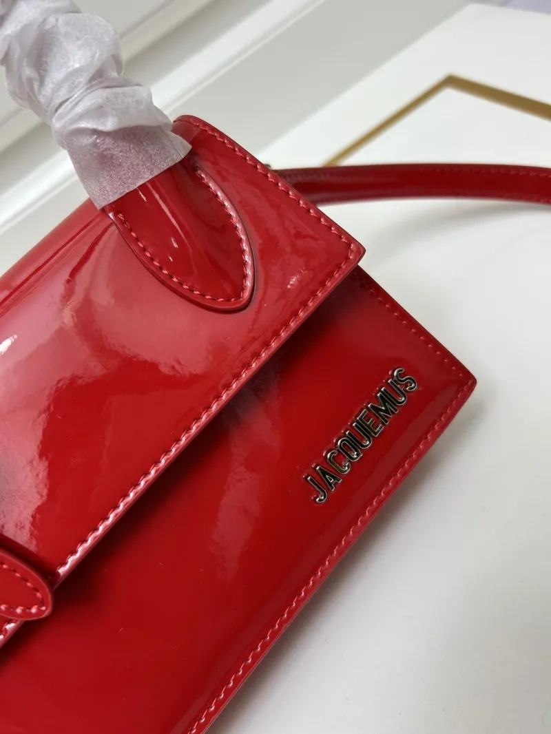 Jacquemus Red Patent Leather Top Handle Crossbody Bag - Image 4