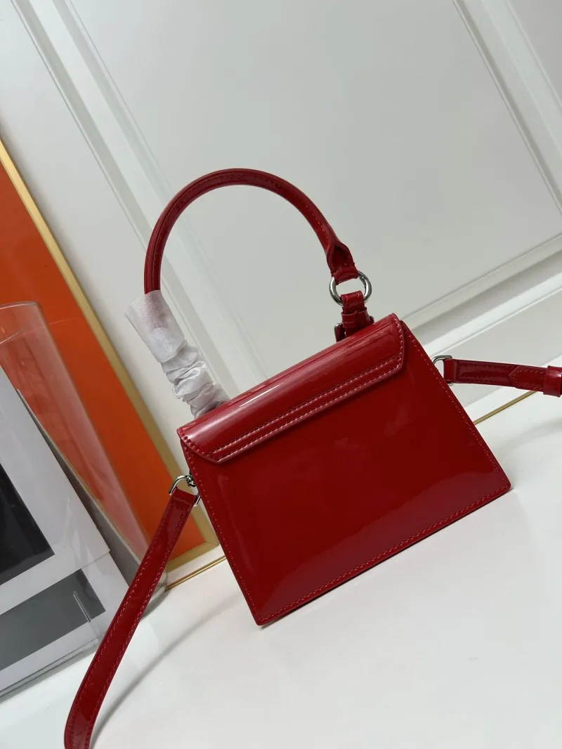 Jacquemus Red Patent Leather Top Handle Crossbody Bag - Image 5