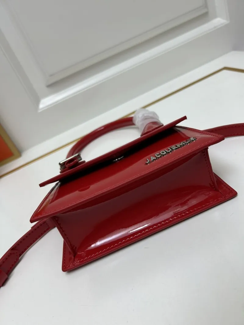 Jacquemus Red Patent Leather Top Handle Crossbody Bag - Image 7