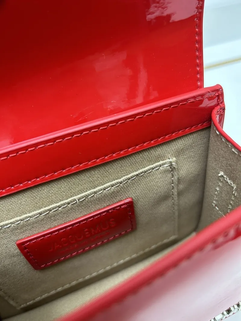 Jacquemus Red Patent Leather Top Handle Crossbody Bag - Image 9