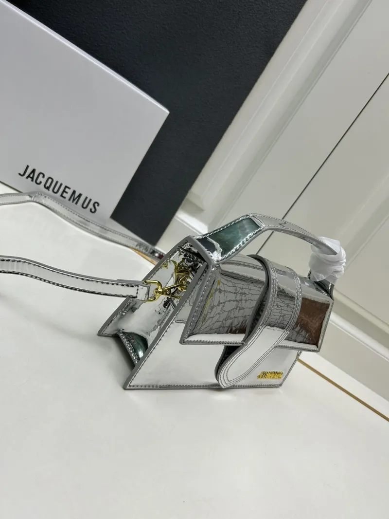 Jacquemus Silver Metallic Top Handle Crossbody Bag 84 - Image 3