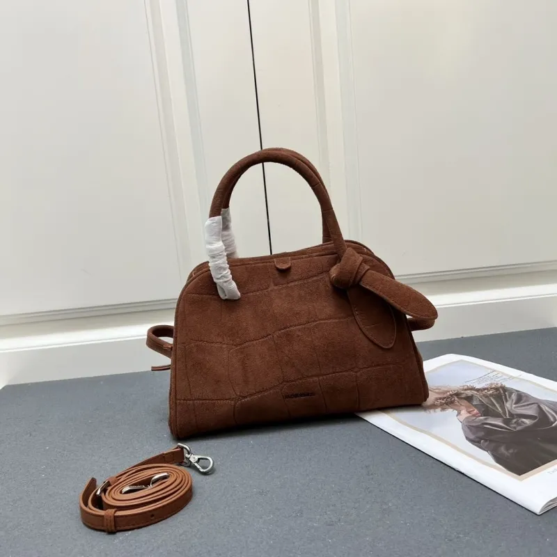 Jacquemus Brown Suede Top Handle Crossbody Bag