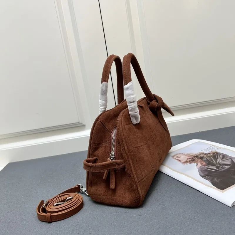 Jacquemus Brown Suede Top Handle Crossbody Bag - Image 3