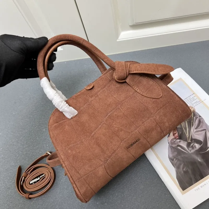 Jacquemus Brown Suede Top Handle Crossbody Bag - Image 4