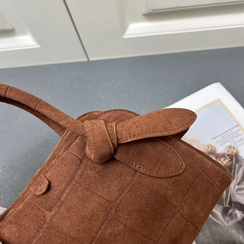 Jacquemus Brown Suede Top Handle Crossbody Bag - Image 6