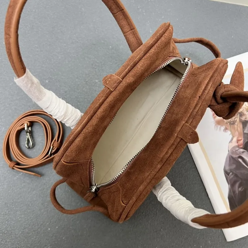Jacquemus Brown Suede Top Handle Crossbody Bag - Image 9