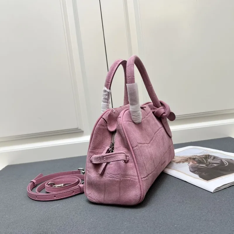 Jacquemus Pink Suede Top Handle Crossbody Bag - Image 3