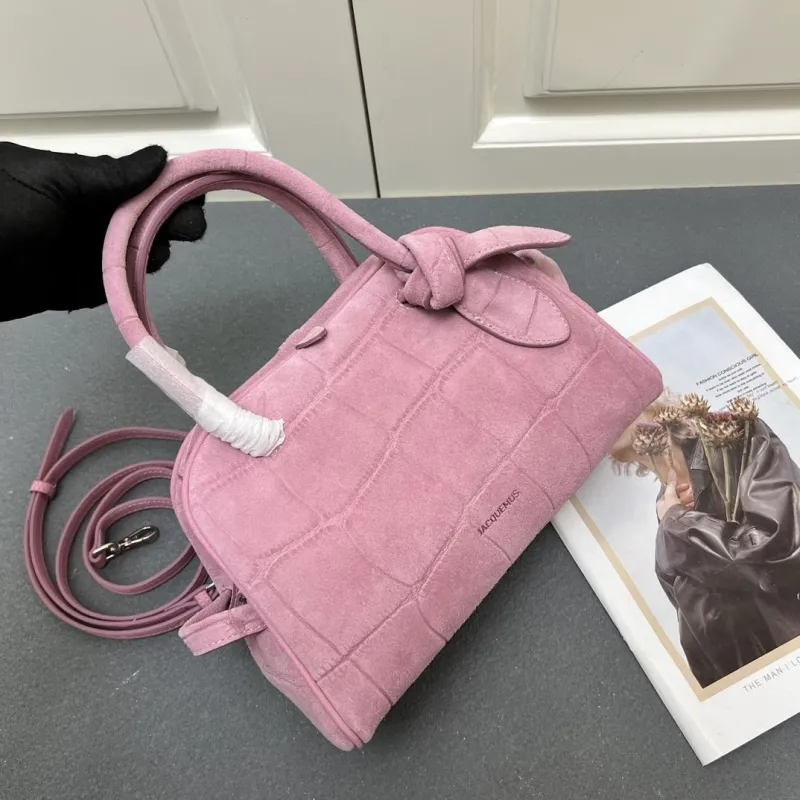 Jacquemus Pink Suede Top Handle Crossbody Bag - Image 4