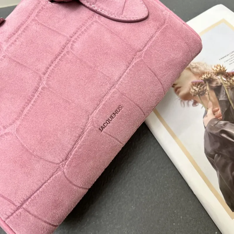 Jacquemus Pink Suede Top Handle Crossbody Bag - Image 5