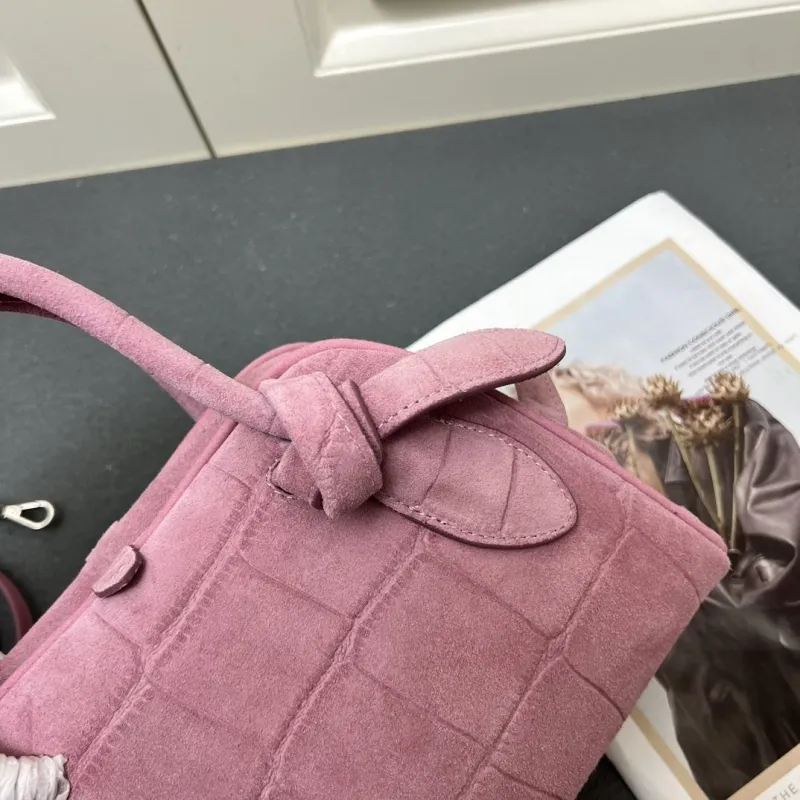 Jacquemus Pink Suede Top Handle Crossbody Bag - Image 6
